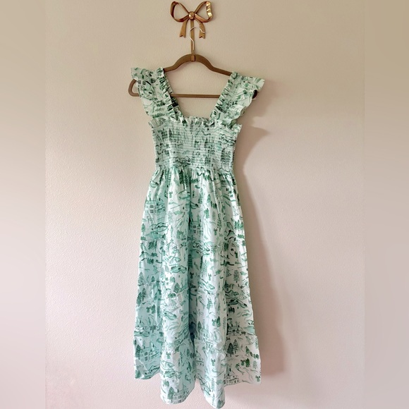 ⛷️💚❄️Hill House ‘Winter Toile’ Ellie tiered midi-dress ❄️💚⛷️ - Picture 1 of 11